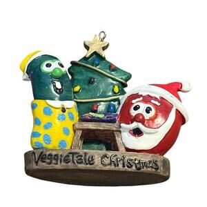 Veggie Tales 1998 Vintage Larry & Bob Christmas Ornament Waiting for Santa